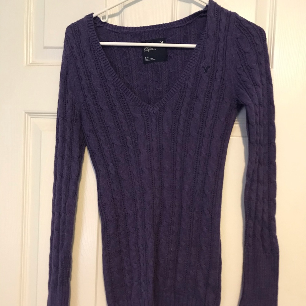Purple cable knit sweater
